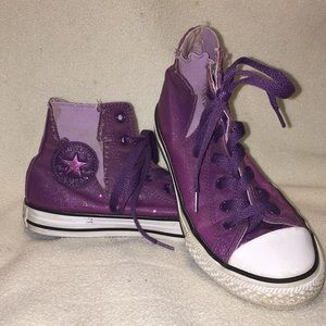 Purple Sparkly Converse hi-tops